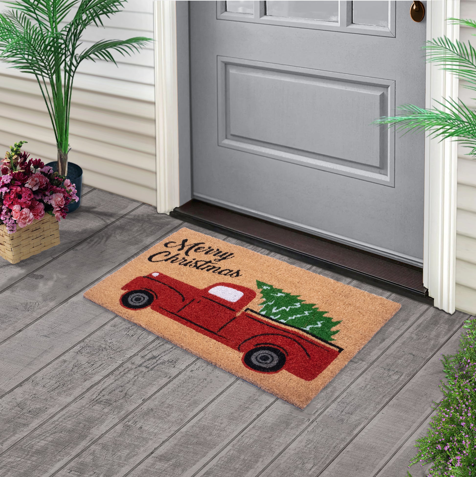 Storm Stopper All Weather Seashell Welcome 18 in. x 28 in. Indoor/Outdoor Printed Coir Mat