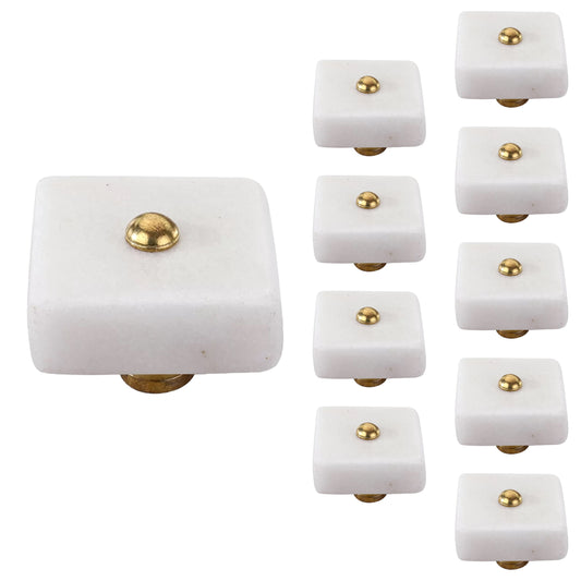 Mascot Hardware 1-1/2 in. White Marble Drawer Cabinet Knob (Pack of 10)