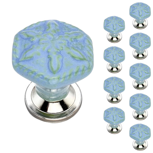 Mascot Hardware Hexagon Flower 1.77 in. Ceramic Cabinet Knob (Pack of 10)