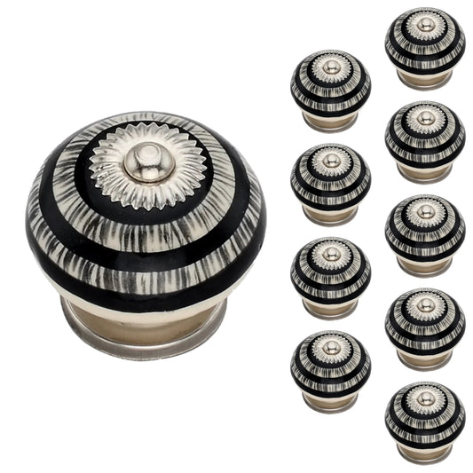 Mascot Hardware Ringed 1-3/5 in. Black Grass Round Cabinet Knob (Pack of 10)