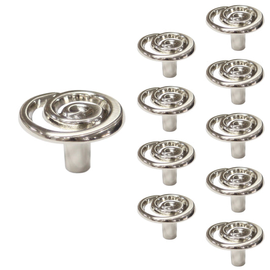 Swirl 1-3/8 in. Satin Nickel Round Cabinet Knob (10-Pack)