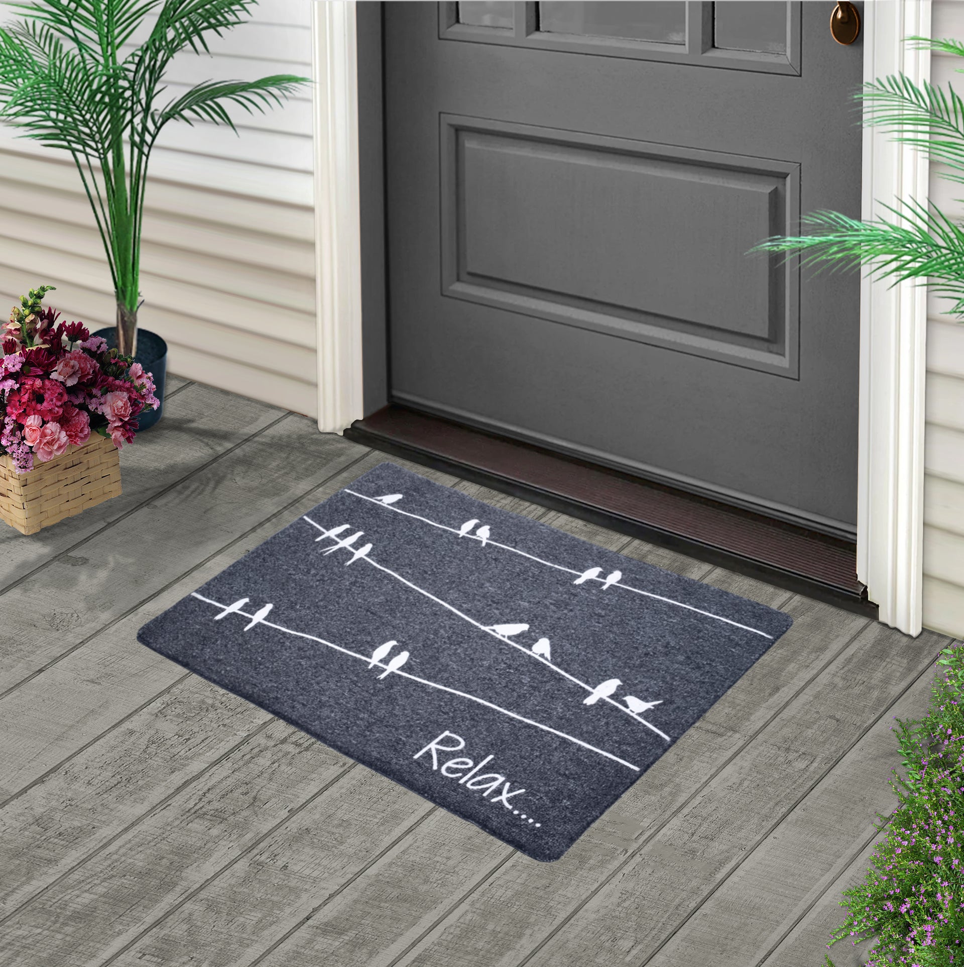 Linka Home 30”x18” Durable Natural Rubber Front Door Mat - Indoor Outdoor  Doormat - Low Profile Waterproof Non Slip Heavy Duty Outdoor Mat for Home
