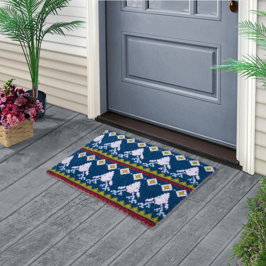 Doormat Natural Coir Printed 28 in. x 18 in. Anti Slip Indoor and Outdoor Coir Mat