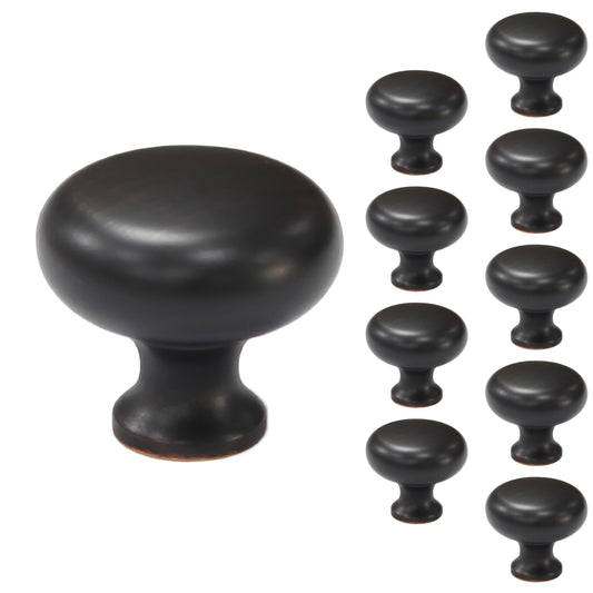 Mushroom 1-1/5 in. Satin Nickel Round Cabinet Knob (10-Pack)