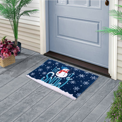 Let It Snow Winter Door Mat 28 in. x 18 in. Snowflake Outdoor Doormat