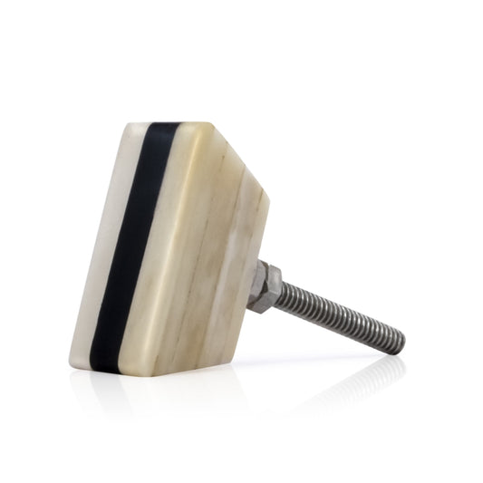 Mascot Hardware Trapezium 1-1/2 in. Black Stripe Over Cream Base Cabinet Knob