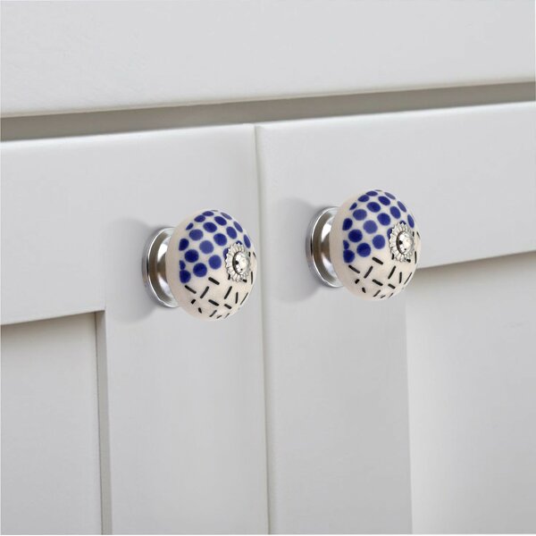 Mascot Hardware Charlotte 1-3/5 in. Dotted Blue Drawer Cabinet Knob