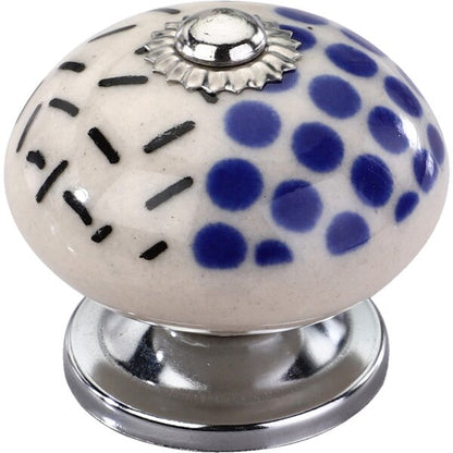 Mascot Hardware Charlotte 1-3/5 in. Dotted Blue Drawer Cabinet Knob