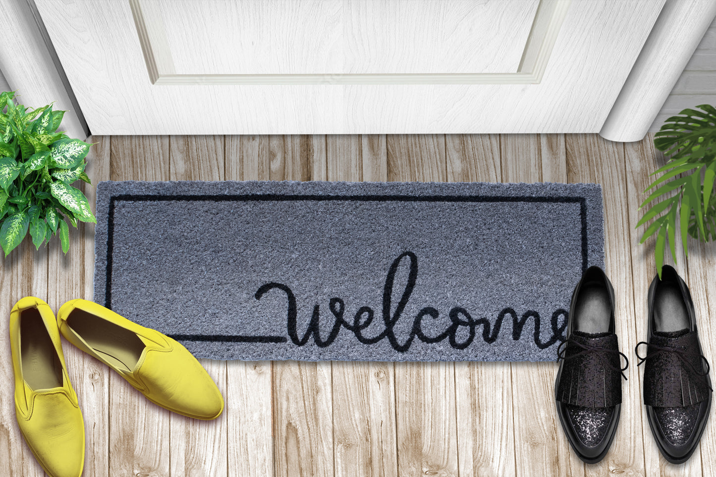 Welcome'' Home'' Hello'' Rubber Non-Slip 30'' x 10'' Indoor Outdoor Doormat