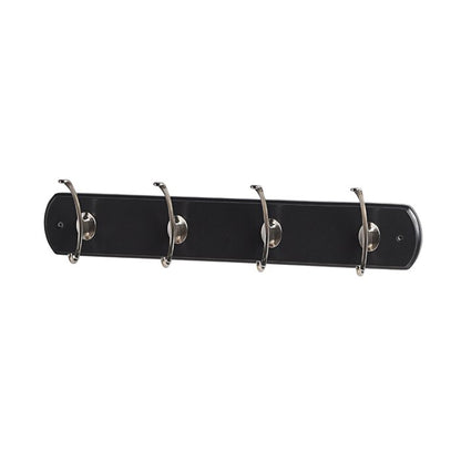 Mascot Hardware 21-1/2 in. L Brushed Nickel Oval Base Contemporary 4 Hooks On Black Hook Rail