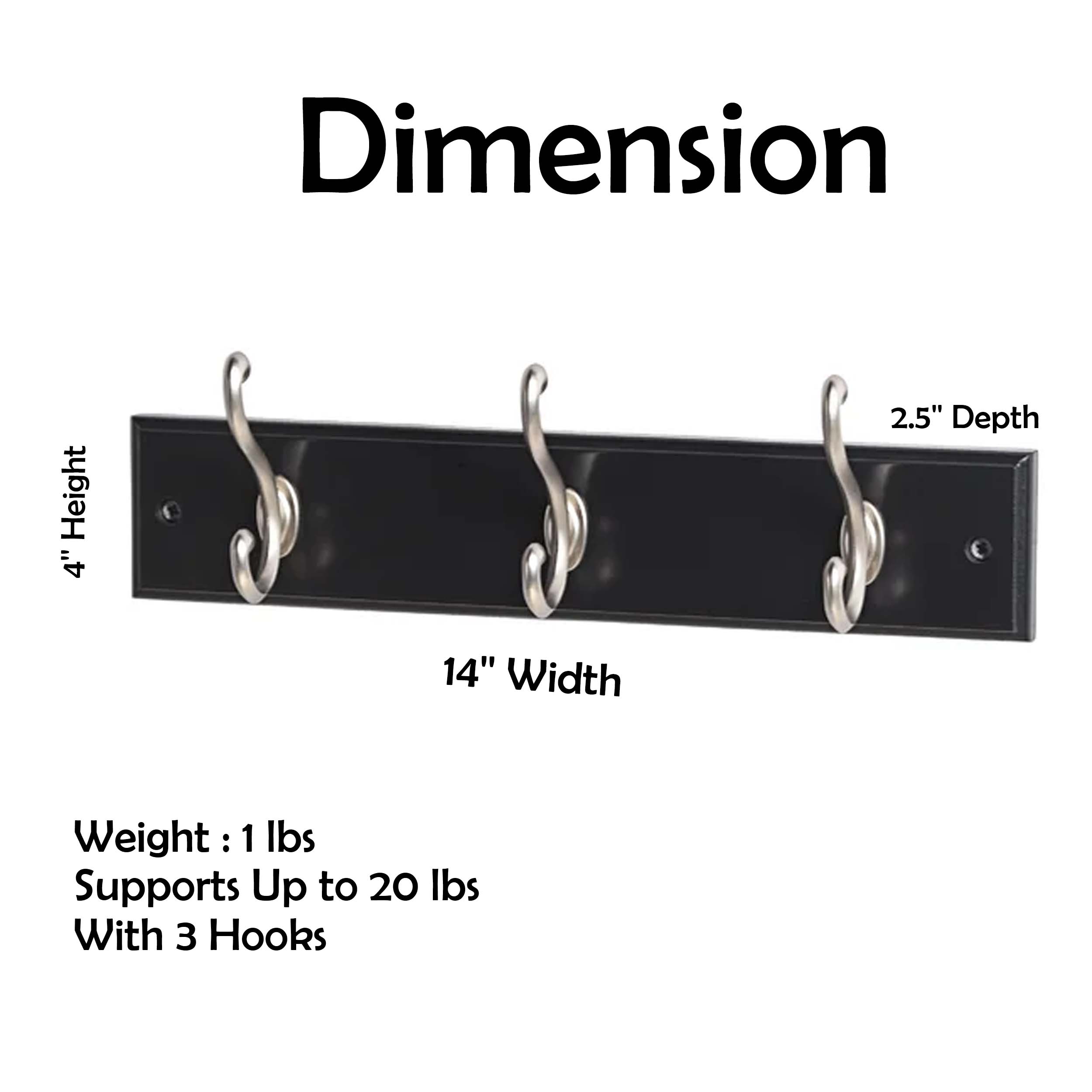 14 Wide 3 Hook Wall Mounted Coat Rack Mascot Hardware