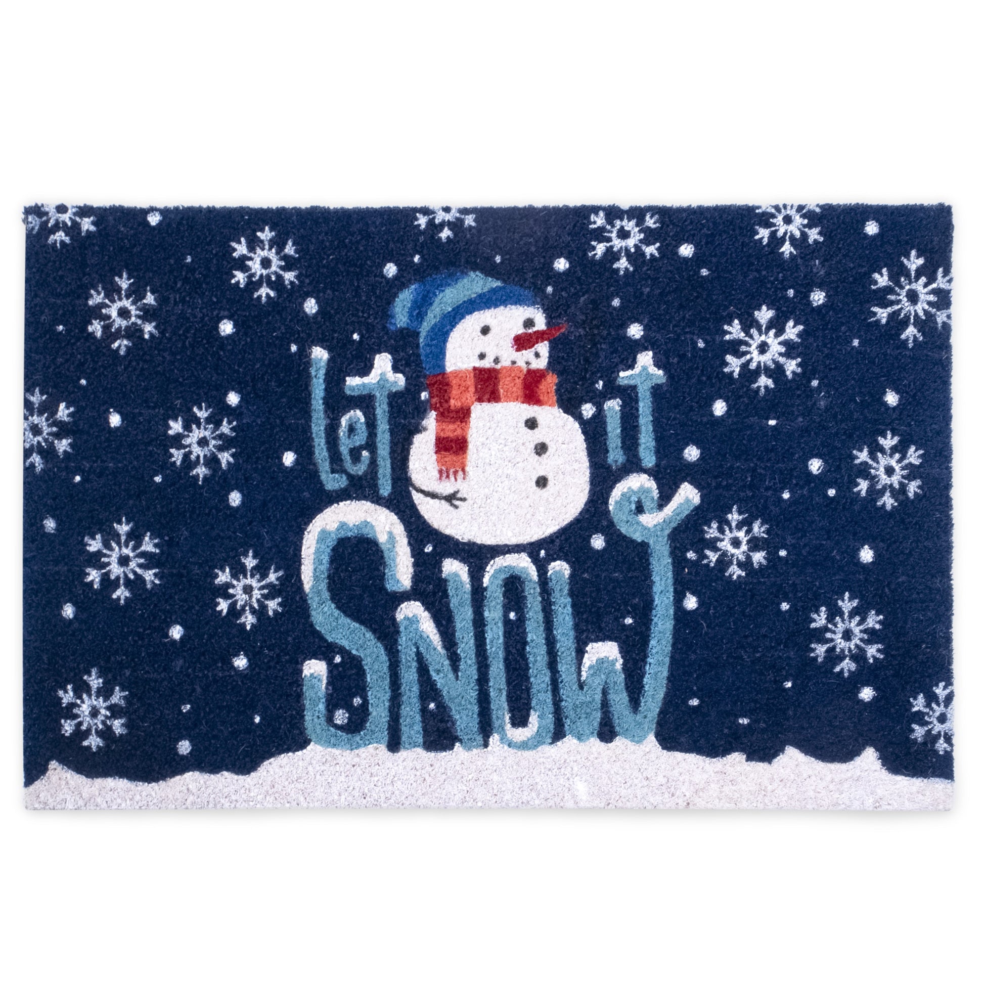 Let It Snow Door Mat - 18 x 30, Blue, White, Snowflakes, Indoor