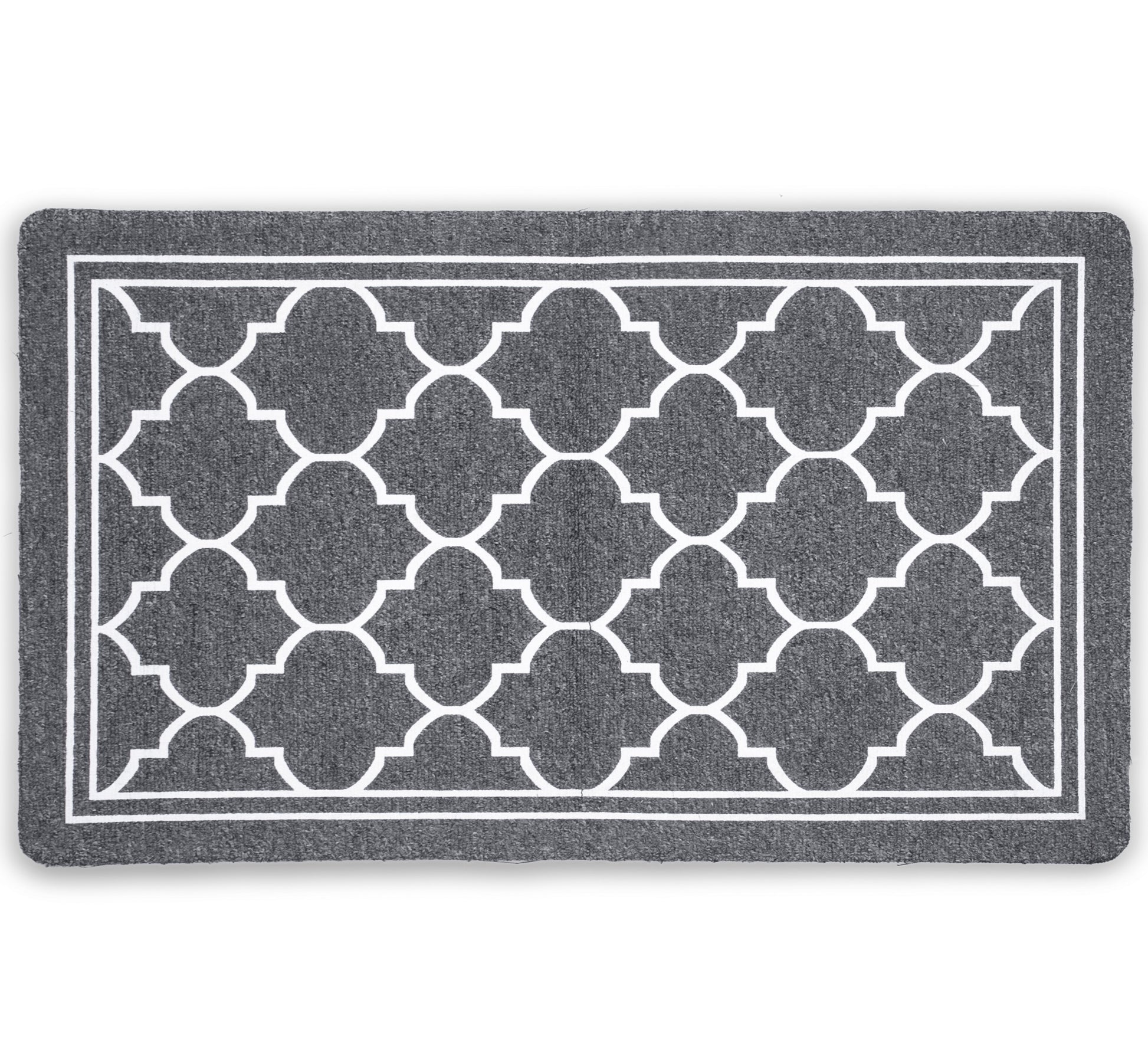 Yipa 30 x 18 Inch Indoor Half Round Front Door Mat Inside Dirt Trapper  Entrance Rug for Front Door with Non Slip Rubber Backing Machine Washable,  Gray Polyester Fiber 