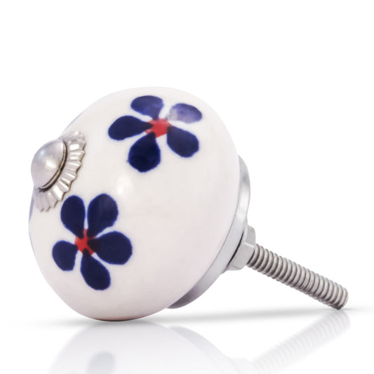 Mascot Hardware Anemone 1-5/8 in. (42mm) Blue & White Drawer Cabinet Knob