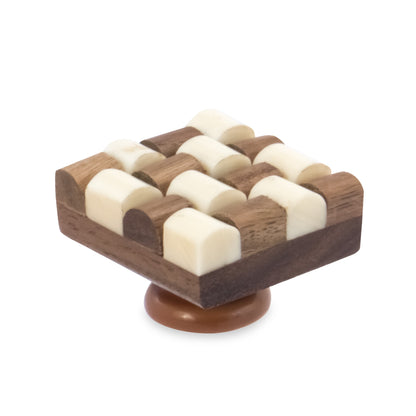 Mascot Hardware Fusion Checkered 1-1/3 in. (34mm) Cream & Brown Drawer Cabinet Knob