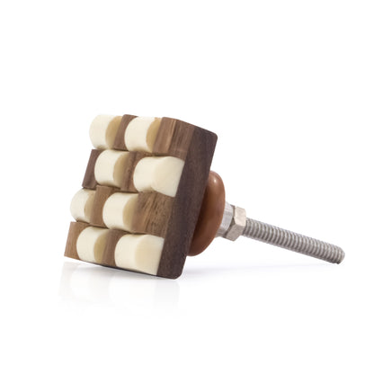 Mascot Hardware Fusion Checkered 1-1/3 in. (34mm) Cream & Brown Drawer Cabinet Knob