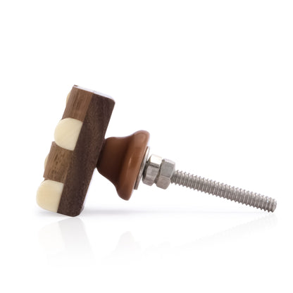 Mascot Hardware Fusion Checkered 1-1/3 in. (34mm) Cream & Brown Drawer Cabinet Knob