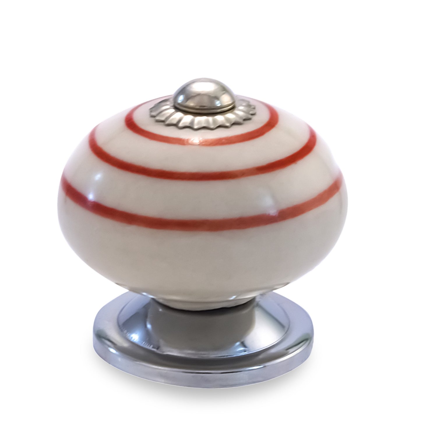 Mascot Hardware Ringed  1-3/5 in. (41mm) Red & Cream Drawer Cabinet Knob