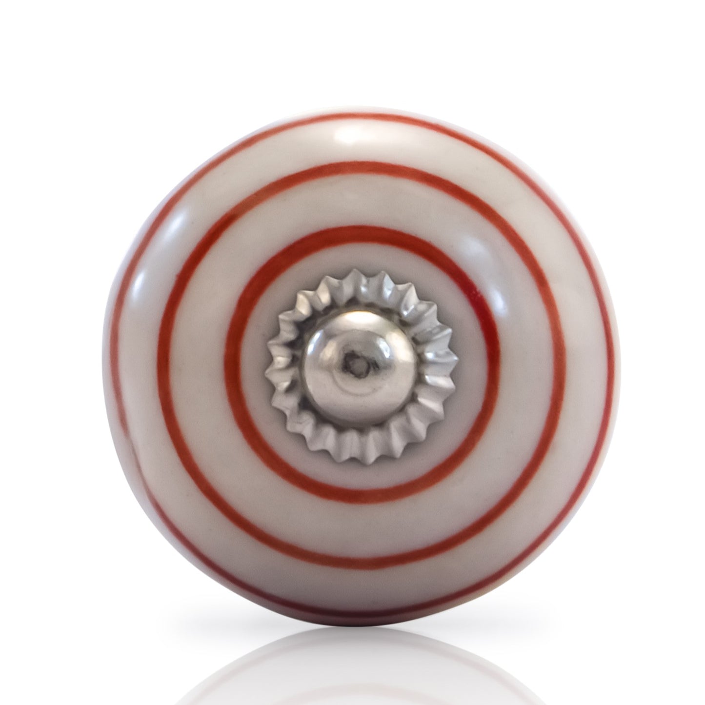 Mascot Hardware Ringed  1-3/5 in. (41mm) Red & Cream Drawer Cabinet Knob