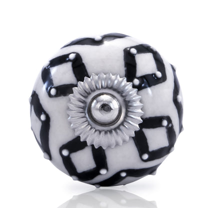 Mascot Hardware Diamond  1-3/5 in. (40mm)  Black & White Drawer Cabinet Knob