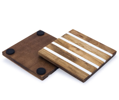 Mascot Hardware Beautiful Square Diagonal Wood Coaster (Set of 4)