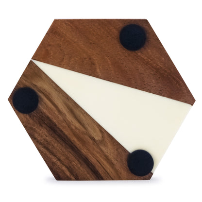 Mascot Hardware Fusion Hexagon Design Resin & Wood Coaster set of 4