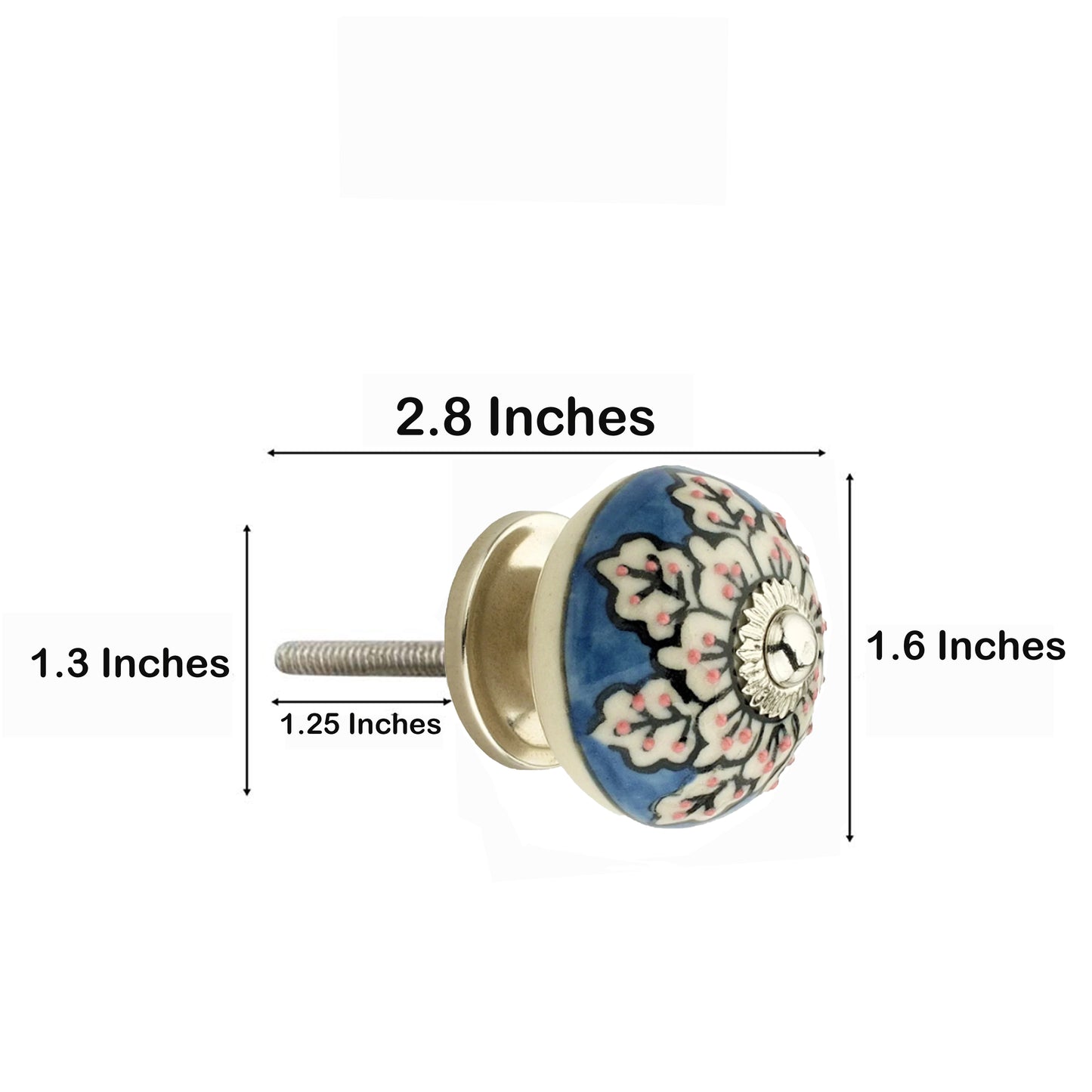 Mascot Hardware Flowers 1-3/5 in. Blue & Cream Cabinet Knob (Pack of 10)