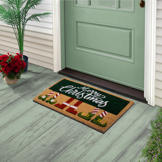 Merry Christmas Non-Slip 28 in. x 18 in. Front Door Mat Indoor and Outdoor Doormat