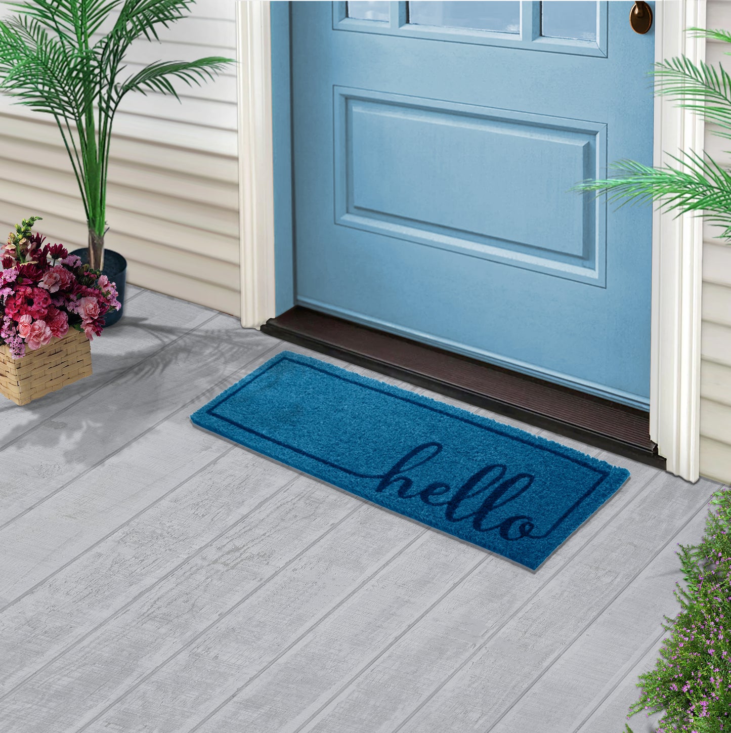 Welcome'' Home'' Hello'' Rubber Non-Slip 30'' x 10'' Indoor Outdoor Doormat