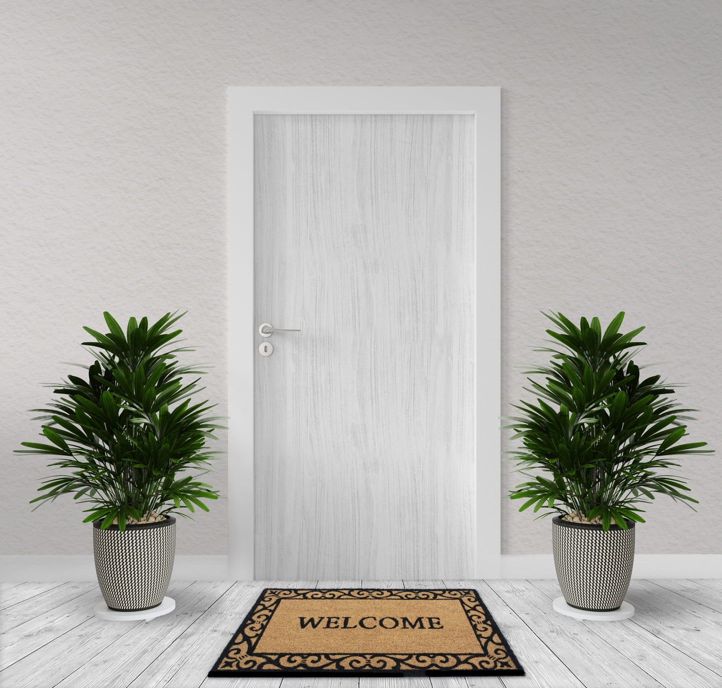 Non-Slip Rubber back Floral Border Design 28'' x 18'' Indoor And Outdoor Doormat