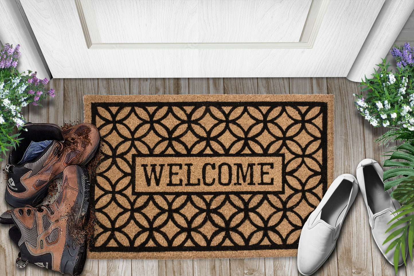 "Welcome" Rubber Non-Slip 28'' x 18'' Indoor Outdoor Doormat