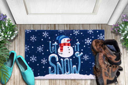 Let It Snow Winter Door Mat 28 in. x 18 in. Snowflake Outdoor Doormat